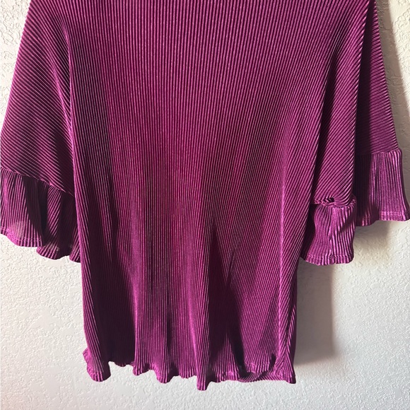 Iridescent Magenta Knot Detail Relaxed Fit Women’s Blouse L Phoebe boho - Picture 3 of 4
